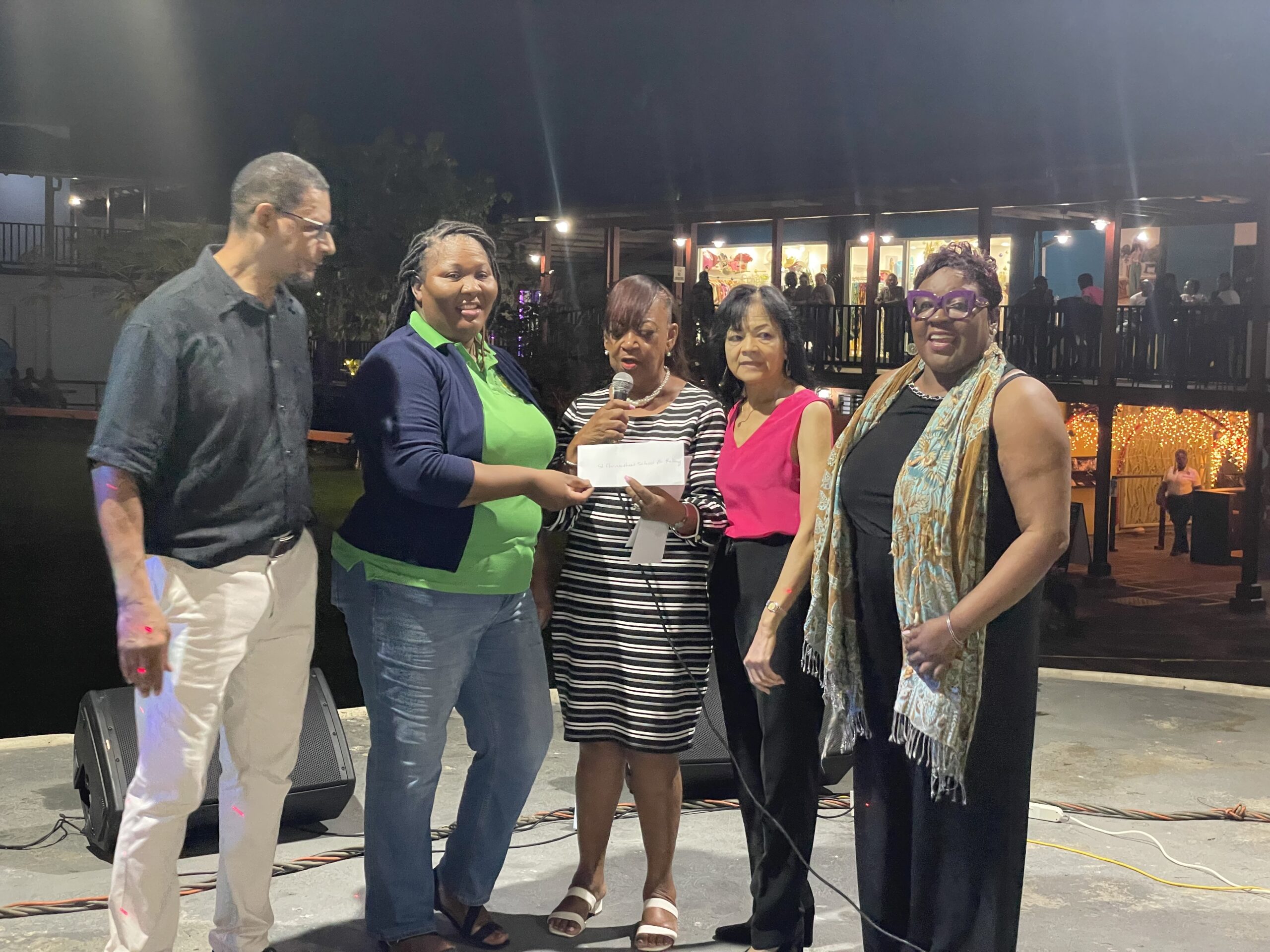 L-r: Councillor Ian Isaacs, representing the Mayor; Lavern Stewart Barnett - Acting Principal, St Christopher School for the Deaf; Vana Taylor - JHTA Ocho Rios Area Chair; Camille Needham - JHTA Executive Director;  Claudile Sydial, representing the Custos Rotulorum of the Parish of St Ann